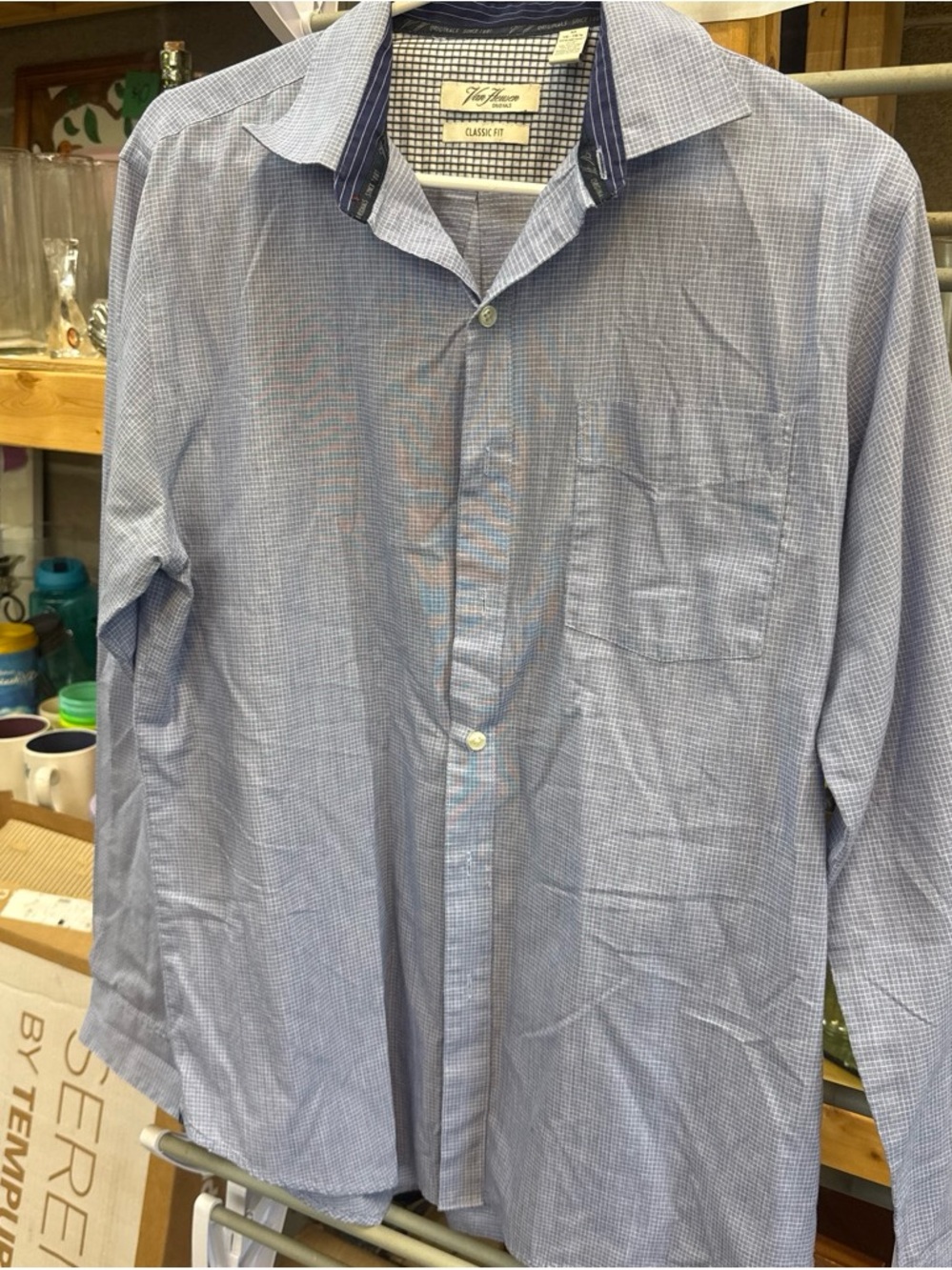 Van Heusen Light Blue Micro-Check Dress Shirt
